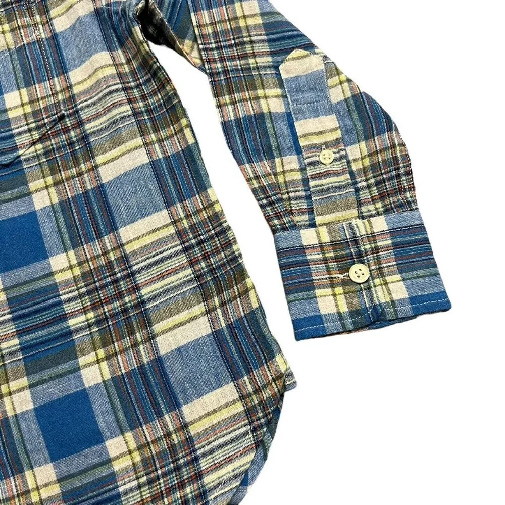 Gap Kids XS 4-5Y Plaid Linen Blend Button Down Shirt